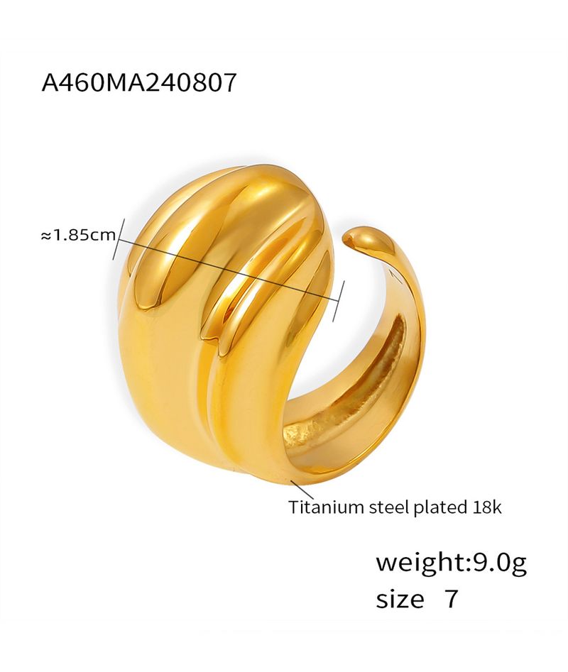 Small Niche Design, Simple Metal Smooth Wave Ring, Ins Style, Irregular Wide Face, Stacked Index Finger Ring_voghion.com
