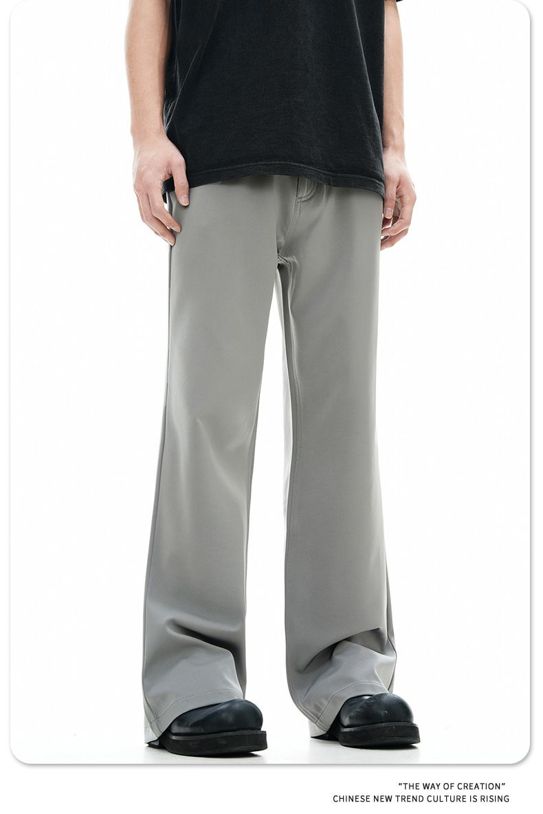 Unisex Retro Flared Trousers – Clean Fit Wide-Leg Pants With Stacked Hem (93% Polyester, S-XXL, Sage Green/Black)_voghion.com