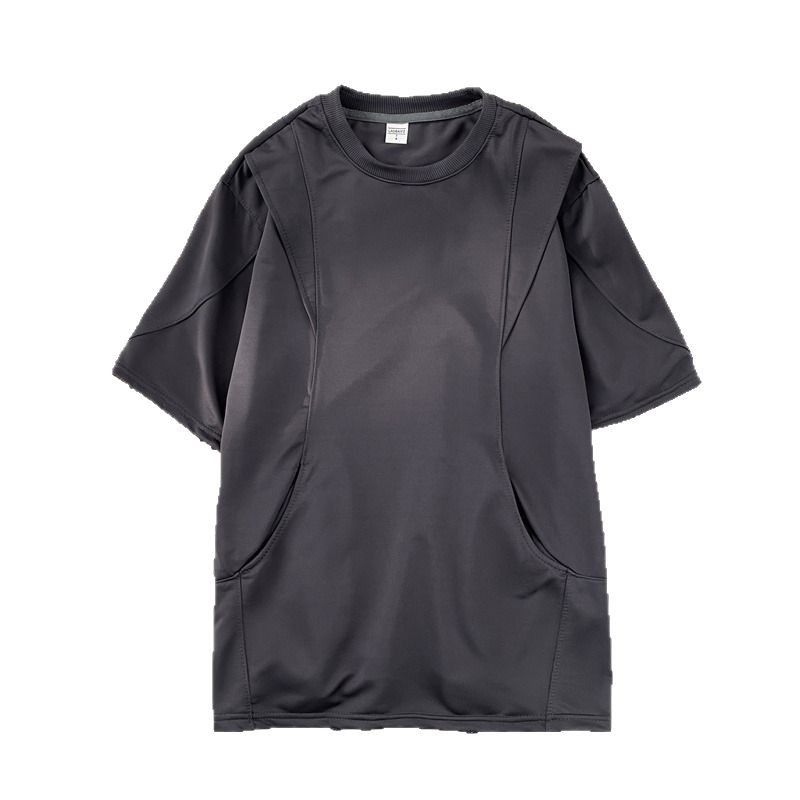 Retro Pocket Deconstruction Pocket Short Sleeve T Sleeve Men's Top Ins Half Sleeve Trendy_voghion.com