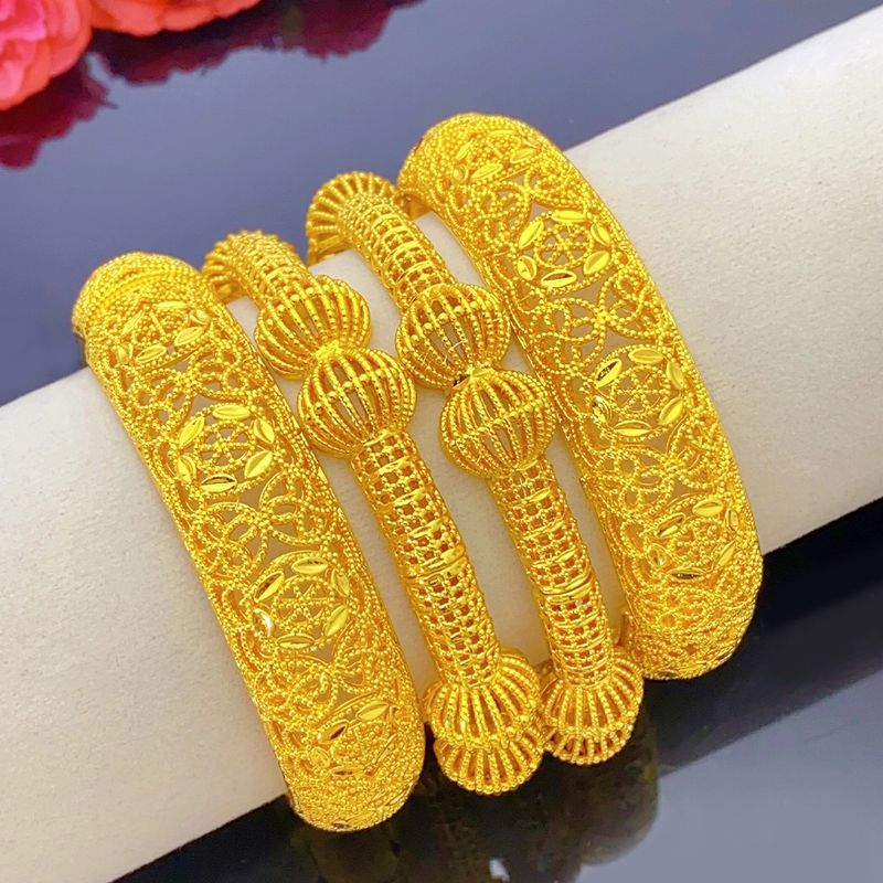 Vieam Sand Ancient Method Hollow Wedding Dubai Middle East Gold Plated Buckle Bracelet Cross-border Jewelry Wholesale_voghion.com