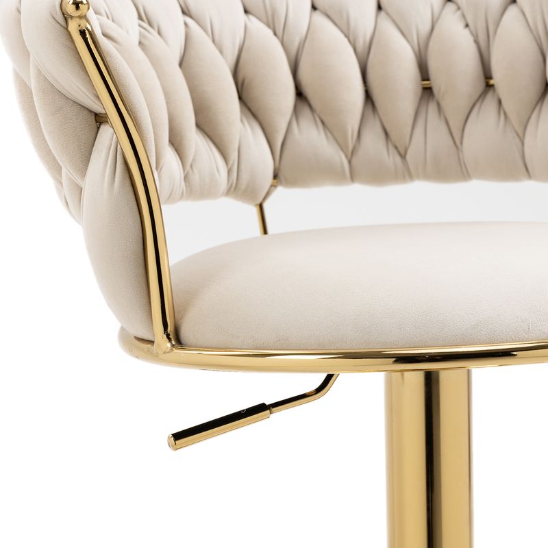 Lot de 2 tabourets de bar pivotants à 360° Samt, hauteur réglable avec mécanisme à un bouton, dossier rembourré doux, chaises de cuisine pour salle à manger_voghion.com