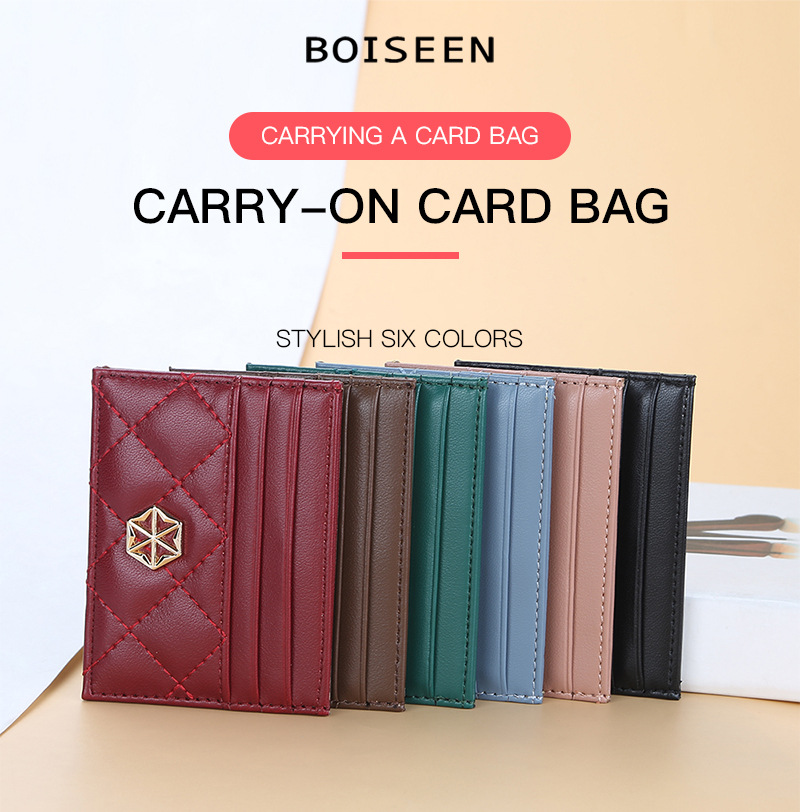 BOISEEN new card holder for women Korean version thin embossed multi-card slot ID card holder mini credit card holder wholesale_voghion.com