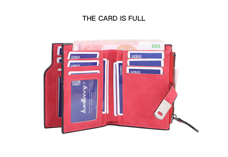 BAELLERRY new women's short wallet version with multiple card slots zipper coin purse buckle card bag men purse_voghion.com