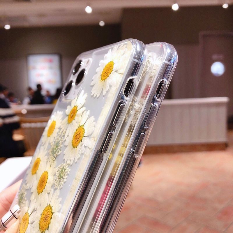 Custodia per telefono con crisantemo colorato, adatta per iPhone 13pro Max/iPhone 12Mini/XR, con polvere scintillante e colla a goccia._voghion.com