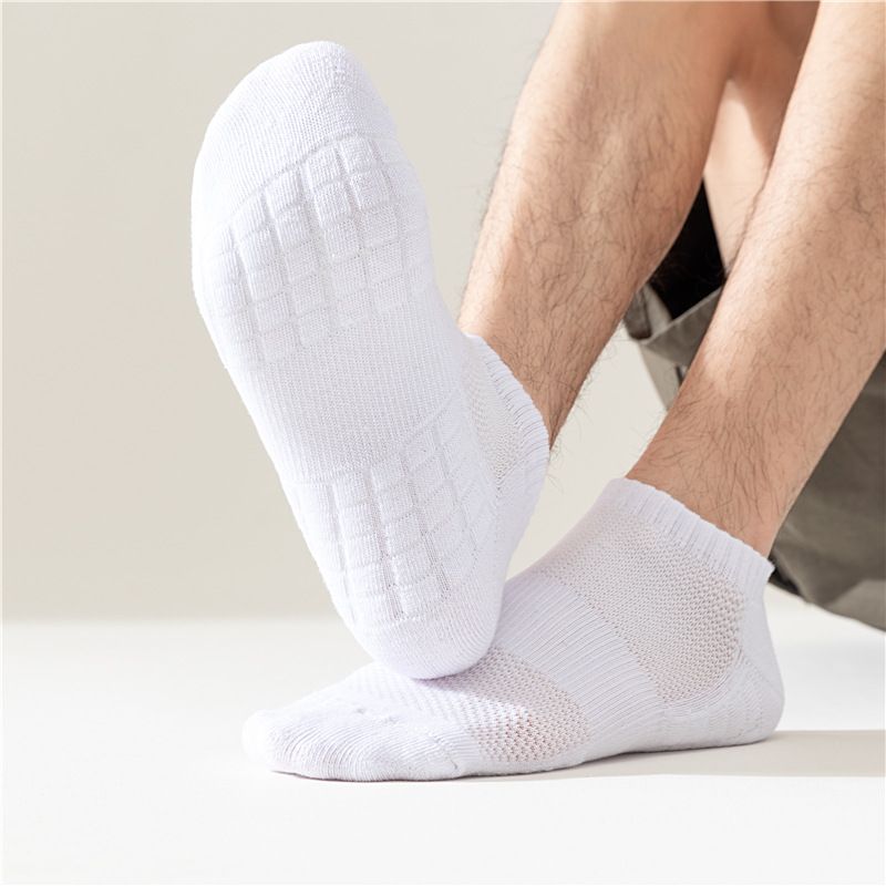 Socks Men's Boat Socks Summer Mid-tube Socks Thin Short Socks Solid Color Cotton Stockings White Sports Socks Half Towel Bottom Length_voghion.com