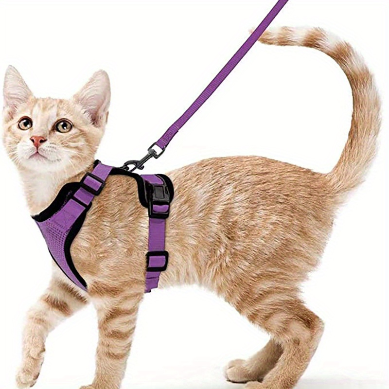 Escape-Proof Soft Adjustable Cat Harness Leash: Perfect For Walking & Exploring_voghion.com