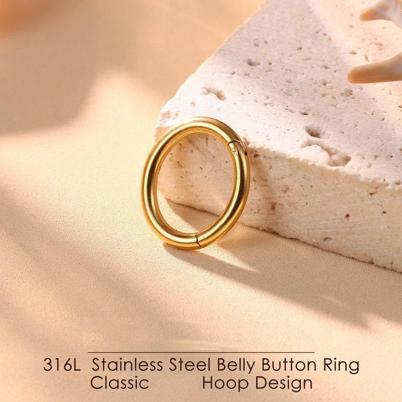 Piercing per ombelico in acciaio inossidabile 14G con clicker per donna, piercing per ombelico, setto nasale rotondo, 6-14 mm_voghion.com