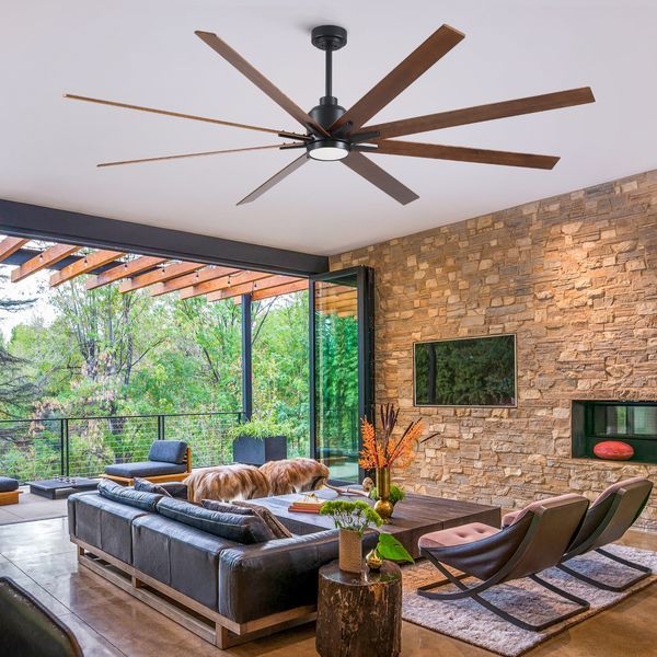 84' Black Lowe Profile Ceiling Fan With Light_voghion.com
