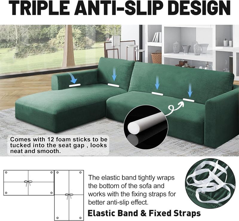 velvet sofa cover elastic L-shaped combination sofa cover living room pet segment all-inclusive thickened sofa cushion_voghion.com
