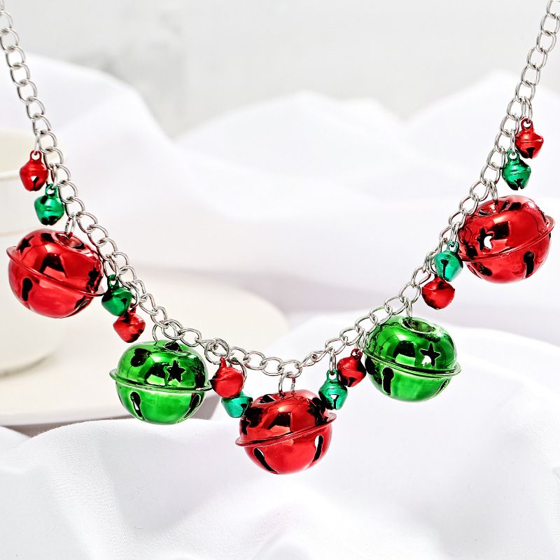 Set di gioielli natalizi: collana, bracciale e orecchini con campanelle festive per donna, accessori colorati per le feste, alla moda e versatili_voghion.com