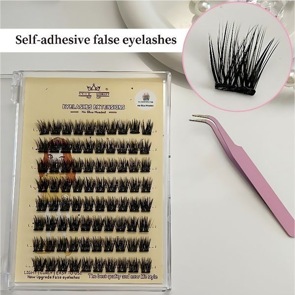 3D Self-Adhesive False Eyelashes (8 Rows) With Tweezers - Natural & Voluminous Look, Beginner-Friendly, Long-Lasting Hold, Perfect For Daily &am_voghion.com