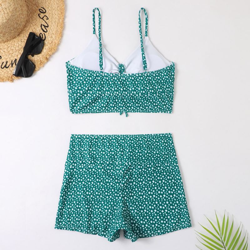 Maillot de bain fendu pour femme Boxer multicolore à imprimé conservateur_voghion.com