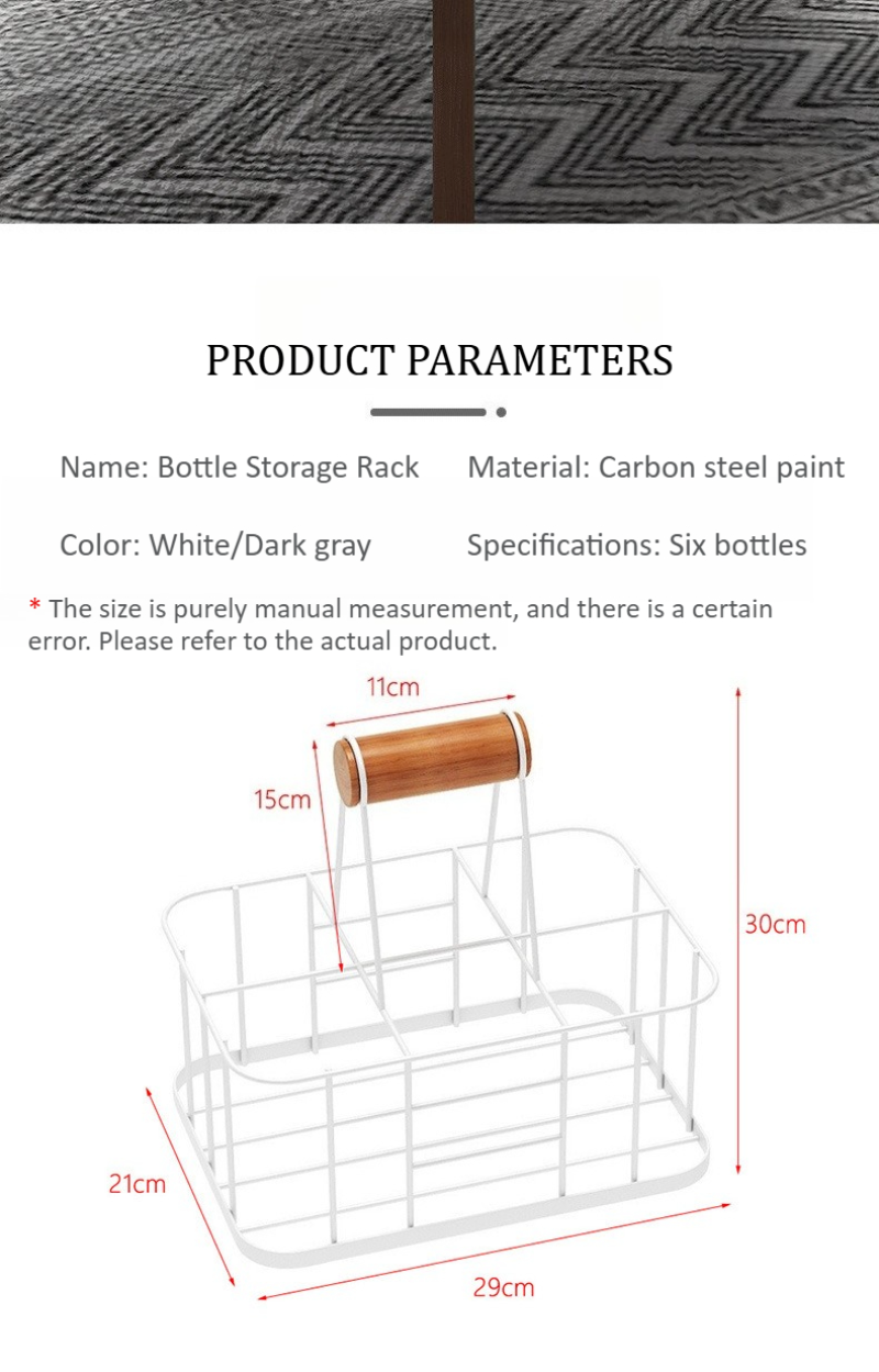 Minimalist Iron Storage Basket With Wooden Handle | Multi-Functional Organizer For Kitchen, Living Room & Office_voghion.com