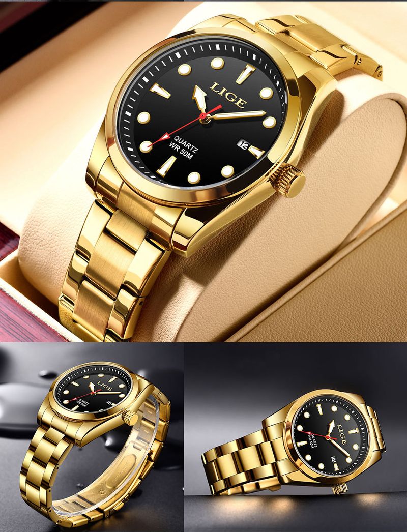 Schlanke Herrenuhr aus Edelstahl mit Datumsanzeige, wasserdichtem Quarzwerk, minimalistischem Design für den Alltag_voghion.com