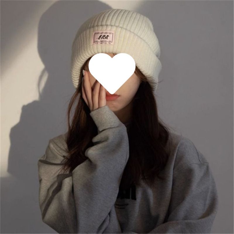 Gestapelte, locker gestrickte, warme, Ohrenschutz, vielseitige Wollmütze, trendig, kleines Gesicht, Damenmütze_voghion.com