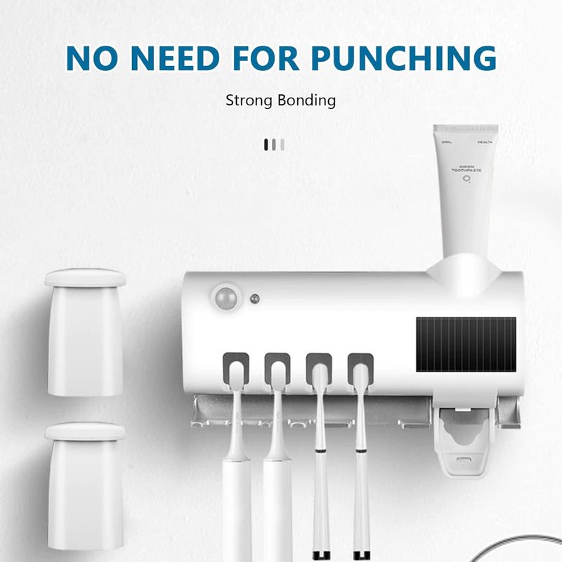 THE PERFECT PART UV Disinfector, Toothbrush Holder, Cleaning Agent, and Automatic Toothpaste Dispenser_voghion.com