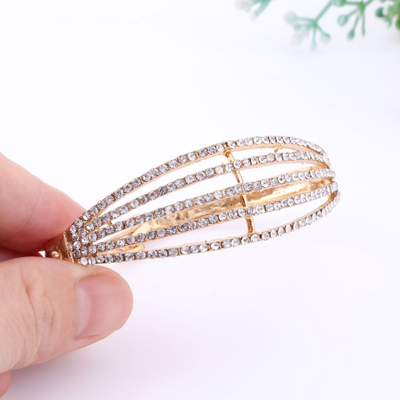 Feine afrikanische Perlen Schmucksets Halskette Armreif Ohrringe Ringe Kristall Party Hochzeit Goldfarbe Brautzubehör_voghion.com
