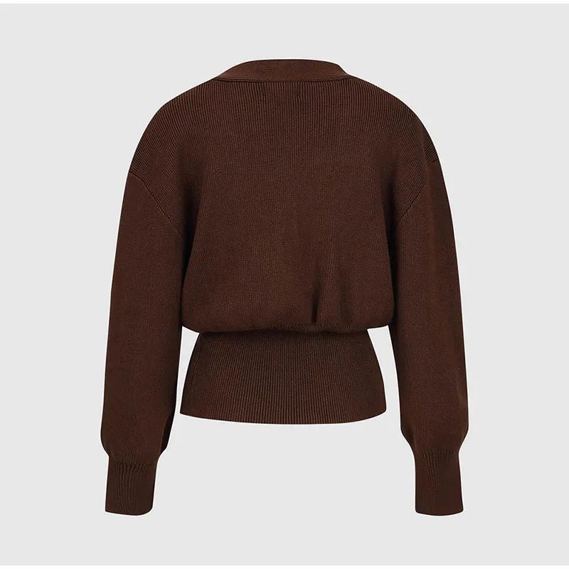 Cardigan lavorato a maglia con bottoni e scollo a V da donna_voghion.com