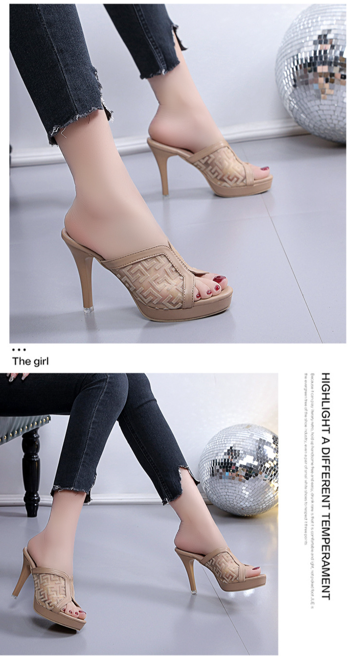 Sandalias de tacón alto con plataforma impermeables y tacón de aguja para mujer, estilo verano 2023, con diseño de boca de pez, combinables_voghion.com