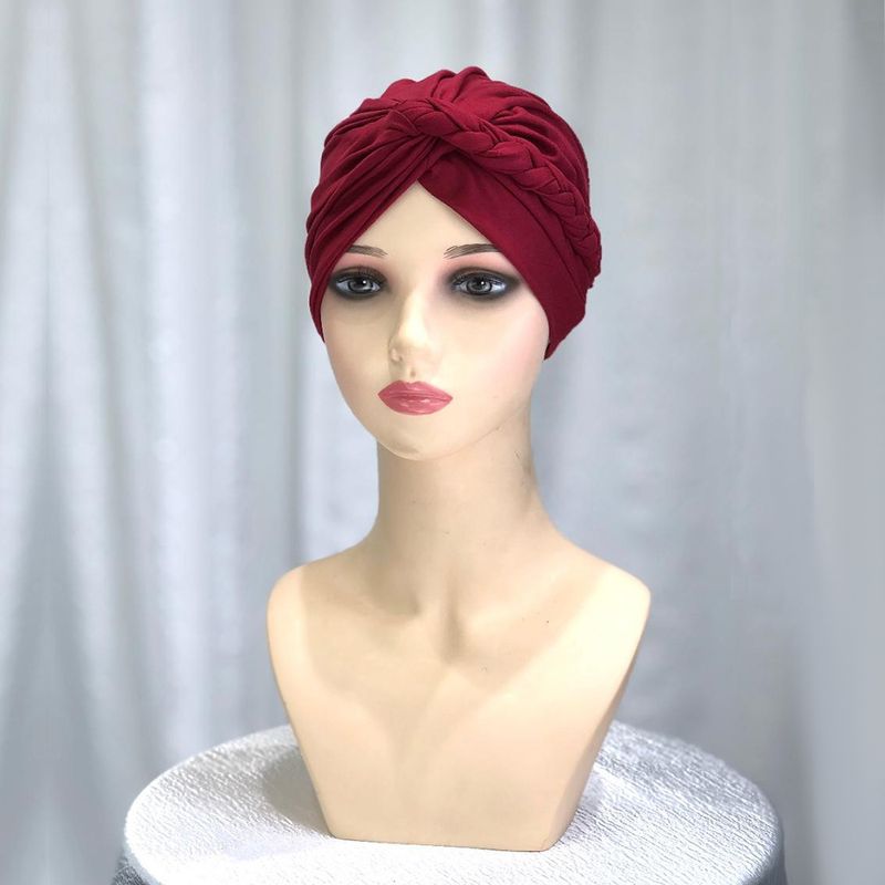Copricapo da donna con hijab intrecciato lateralmente, foulard, colore puro, versatile, morbido e confortevole_voghion.com