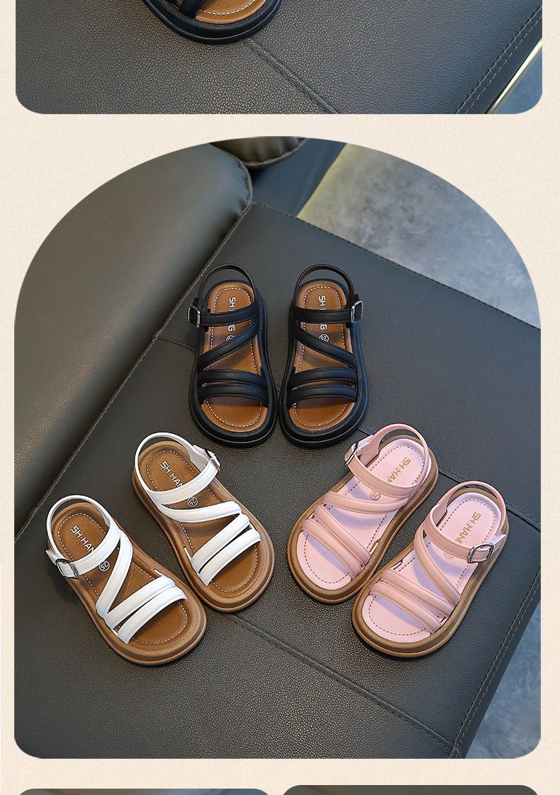 Sandali per bambine con punta aperta, temperamento estivo, nuova moda, scarpe da principessa, studenti, carini, versatili, sandali stranieri_voghion.com