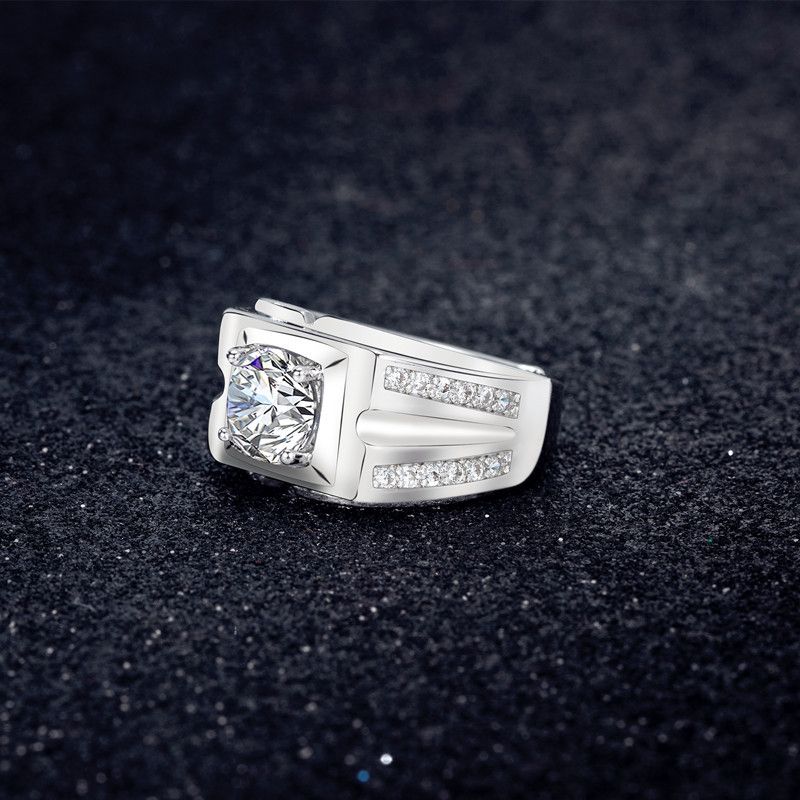 Modischer Herrenring, Silberschmuck, Zubehör mit Zirkonia-Edelstein, offene Fingerringe für Hochzeitsfeiern, Versprechensgeschenke_voghion.com
