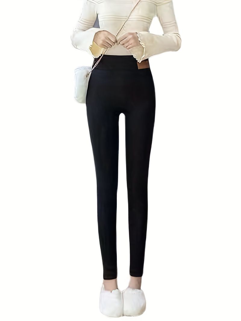 Vêtements pour femmes en cuir d'agneau et velours épais, leggings d'automne et d'hiver, pantalons chauds pour femmes_voghion.com