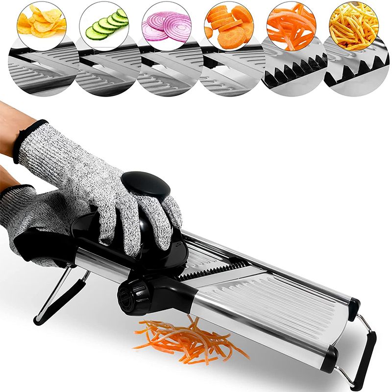 LMETJMA Verstellbarer Mandolinenschneider Aus Edelstahl, Gemüseschneider, Zerkleinerer Für Kartoffeln, Tomaten, Zwiebeln, Karotten, JT213_voghion.com