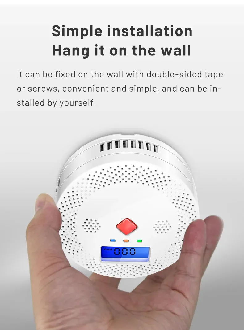 Détecteur de monoxyde de carbone Tuya Wifi avec écran LCD 70 dB Alarme sonore Capteur de gaz CO Équipement de protection de sécurité à domicile_voghion.com