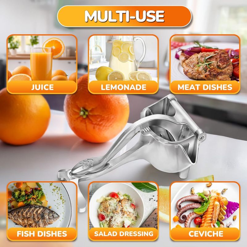 Manual Citrus Juicer - Aluminum Press | Ergonomic Handle | Lemon/Orange Extractor | Dishwasher Safe_voghion.com