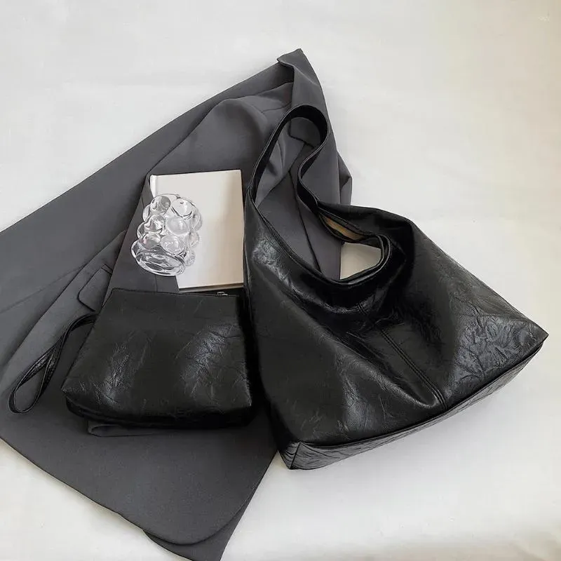 Borsa a tracolla da donna, morbida, da ascella, alla moda, hobo e pochette, versatile, set da 2 borse a mano, cartella, per pendolarismo_voghion.com