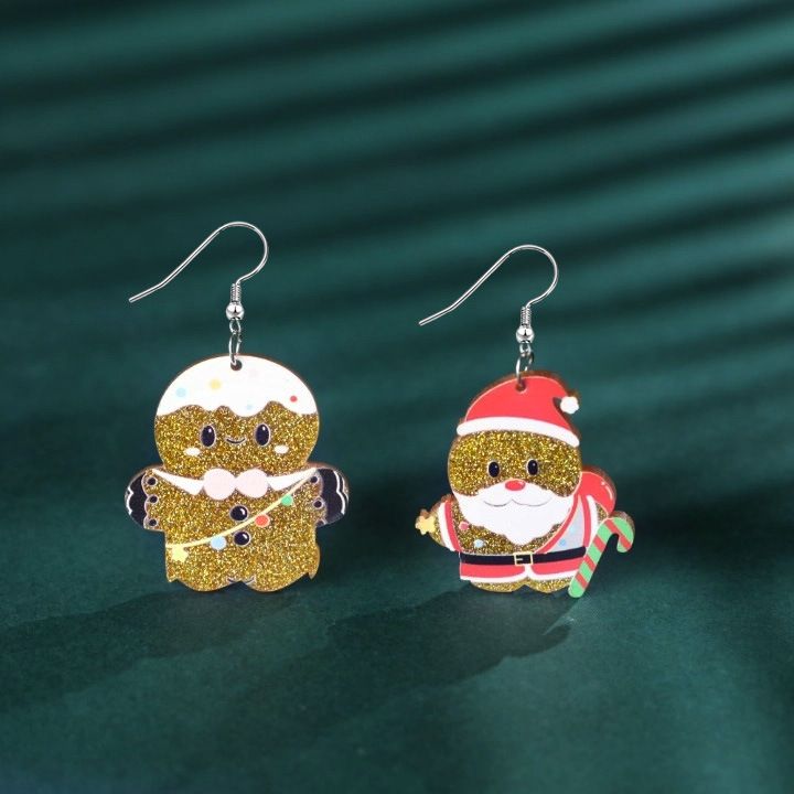Nuovi orecchini a forma di calza di Natale personalizzati in acrilico ecologico completamente gestiti_voghion.com