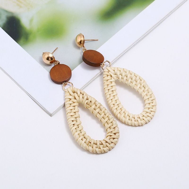 conjunto de brincos de borla hit Novos brincos boêmios Brincos de vime de madeira_voghion.com