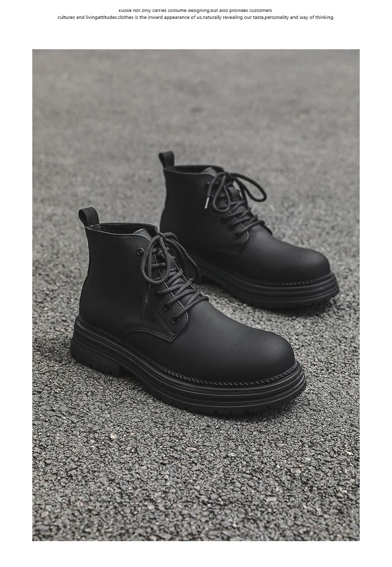 Martin Boots Men's Legs Thin Inner Height Increase Thick Sole Fashion Boots Height Increase Tide Shoes_voghion.com