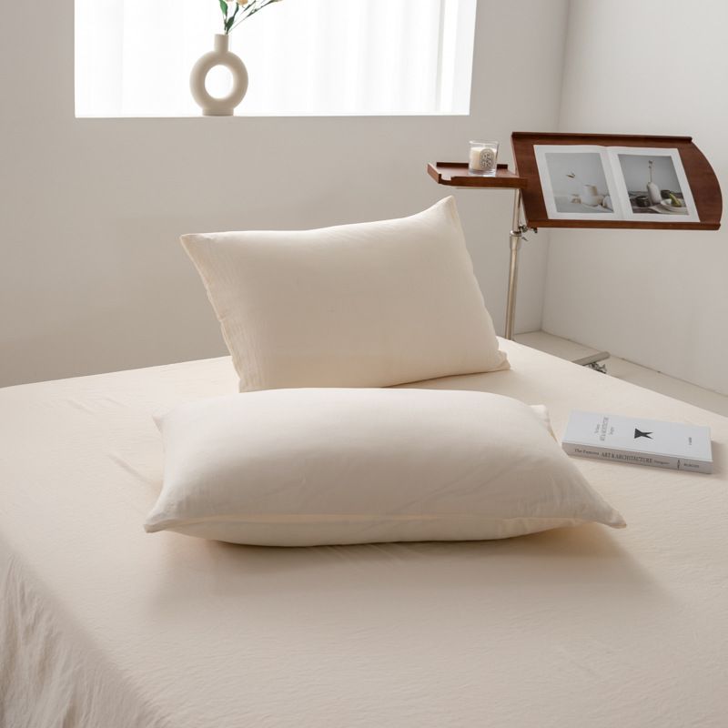 Federe in cotone lavato, di buona qualità, semplici federe in cotone lavato tinta unita, monouso, federe singole, coppia_voghion.com