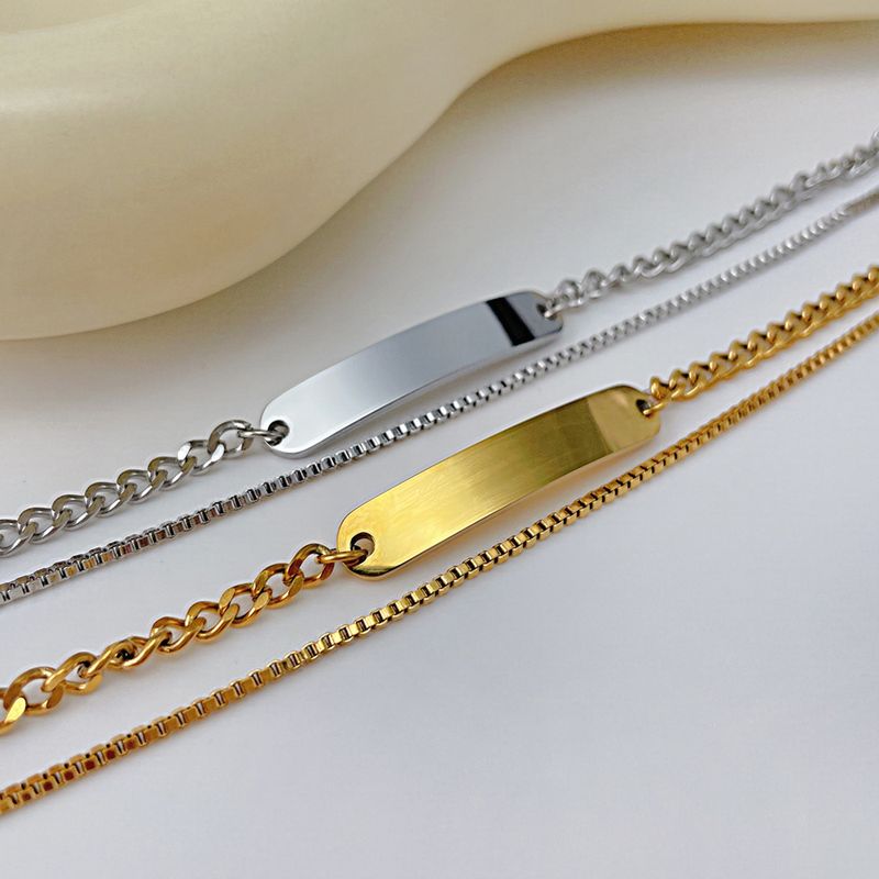 Women's Jewelry Fashion Titanium Steel Double Layer Stacking Summer Commuting All Match Stainless Steel Long Curved Brand Bracelet Female_voghion.com