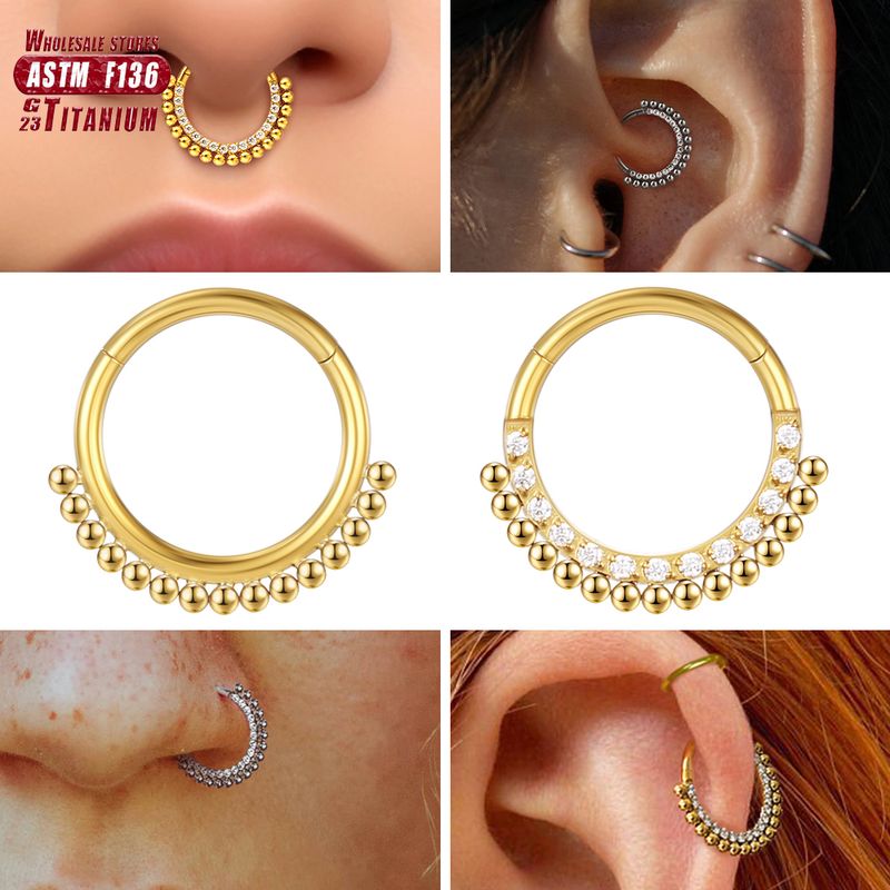 F136 Piercing al naso in titanio, elica, setto, orecchini da 16 G, segmento incernierato, clicker, zircone, labret, orecchio, trago, cartilagine, gioielli all'ingrosso_voghion.com