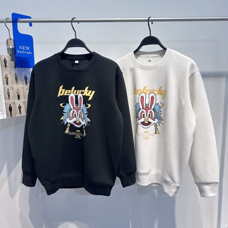 Herrkläder Herr tidiga våren Year of the Rabbit Plus sammetsrunda tröja Mode Förtjockad tröja Tröja Par Tröja Herr B1dcc1299_voghion.com