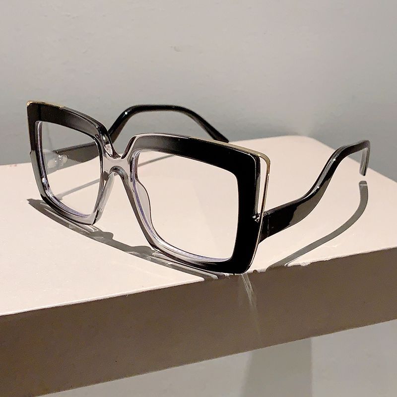Occhiali da vista quadrati anti-blu con gambe curve, montatura grande, colorati, decorativi, piatti, per uomo e donna_voghion.com