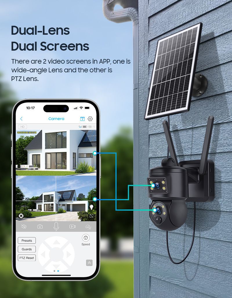 4G päikesekaamera 6MP HD välise juhtmevaba WiFi-püstolkuuliga kaamera eramudel_voghion.com