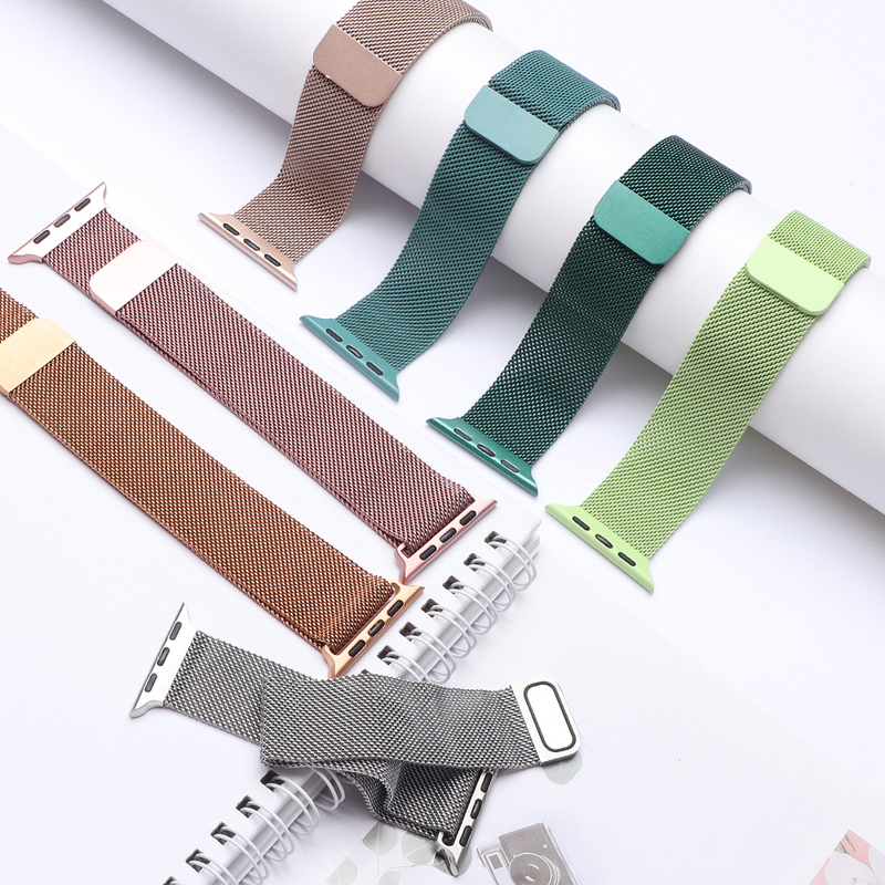 Magnéitesch Loop Band Fir Apple Watch Band Ultra 42/44/45/49mm 38/40/41mm Edelstol Correa Bracelet iWatch 8/7/SE/6/5/4/3/2_voghion.com