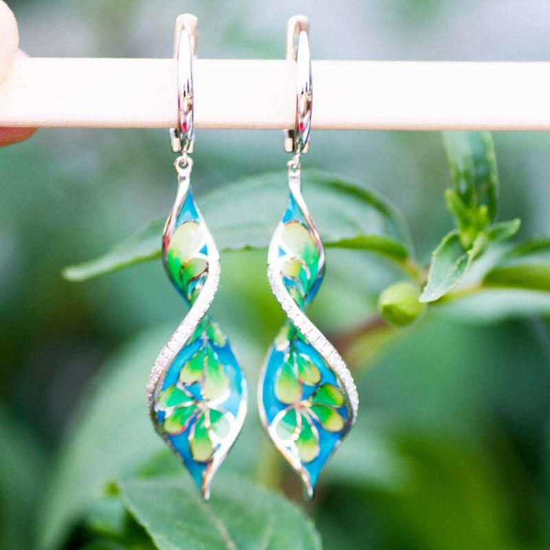 Yamaler 1 paio di orecchini pendenti a forma di spirale con smalto dipinto vintage di lunga durata alla moda per_voghion.com