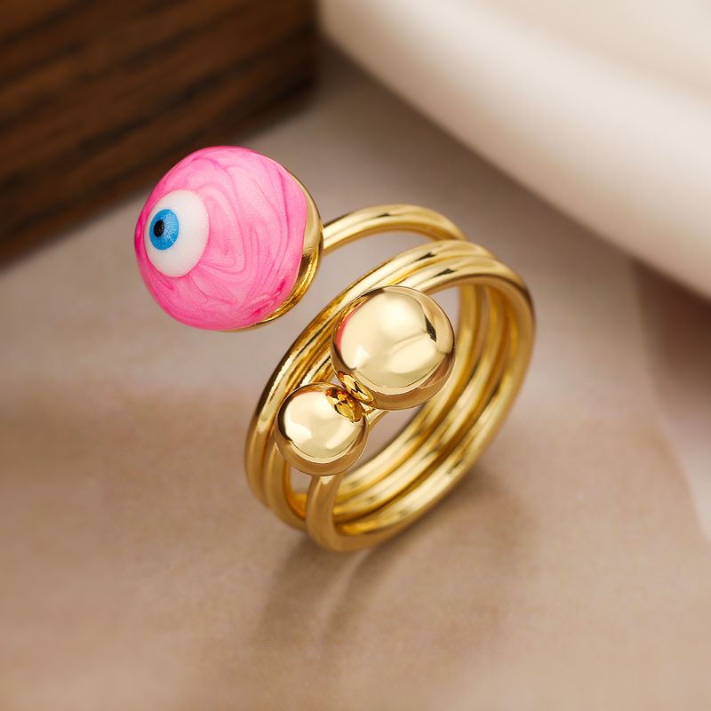 Mafiar 2024 Trendy Gold Color Statement Ball Shape Evil Eye Ring For Women Girl Female Party Jewelry Finger_voghion.com