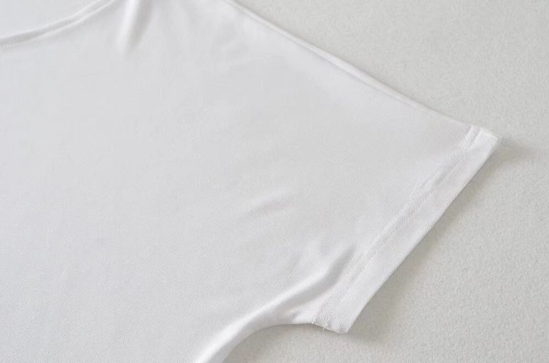 YPFF Trendy Women's Summer New Round Neck One And A Half Sleeve T-shirt Style Short Open Umbilical Small Top_voghion.com