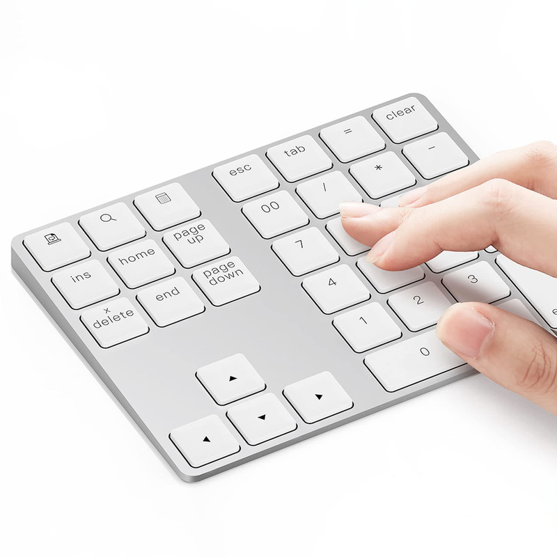 Awireless Rechargeable Aluminum 34-Key Number Keyboard Data Entry Compatible for Book,Book Air/Pro_voghion.com