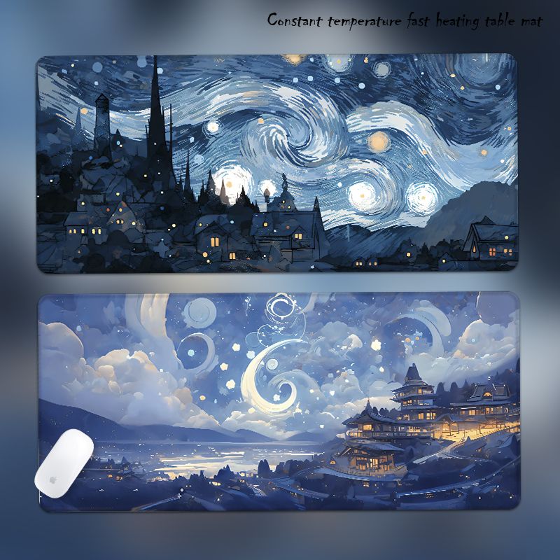 Unbeatable Quality Summer Star River Mouse Oversized Minimalist Oil Painting Anime Large Thickened Desk Pad Office Computer Keyboard Table_voghion.com