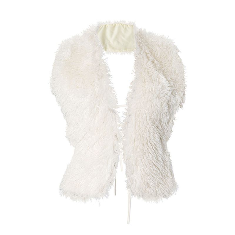 D24TP617 stile 2025 nuovo gilet da ragazza piccante autunno e inverno sexy grande collo di pelliccia senza schienale appeso al collo_voghion.com
