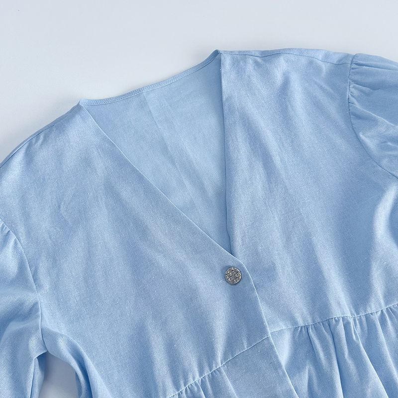 Ensemble 2 pièces pour femme, haut à col en V et pantalon à manches courtes, couleur unie, printemps et été_voghion.com