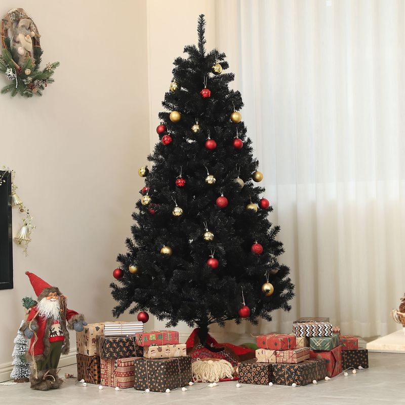 6ft Tall Artificial Christmas Tree, Unlit Xmas Tree With 1000 Branch Tips, Auto Open, Steel Base, Holiday Décor For Home Office, Black_voghion.com