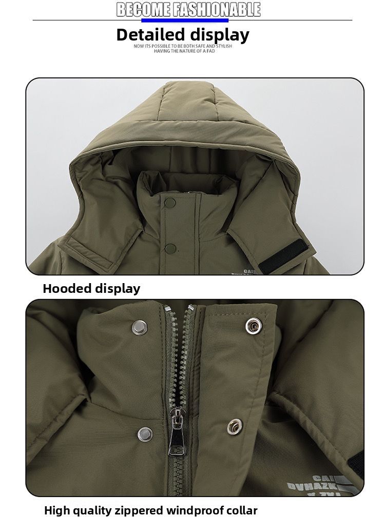 Children's Boys' Fleece-Lined Jacket Thickened Baby Trench C Autumn Winter 2025 Cotton Clothing New Fashionable_voghion.com